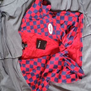 Red & Blue Checkered tied top
